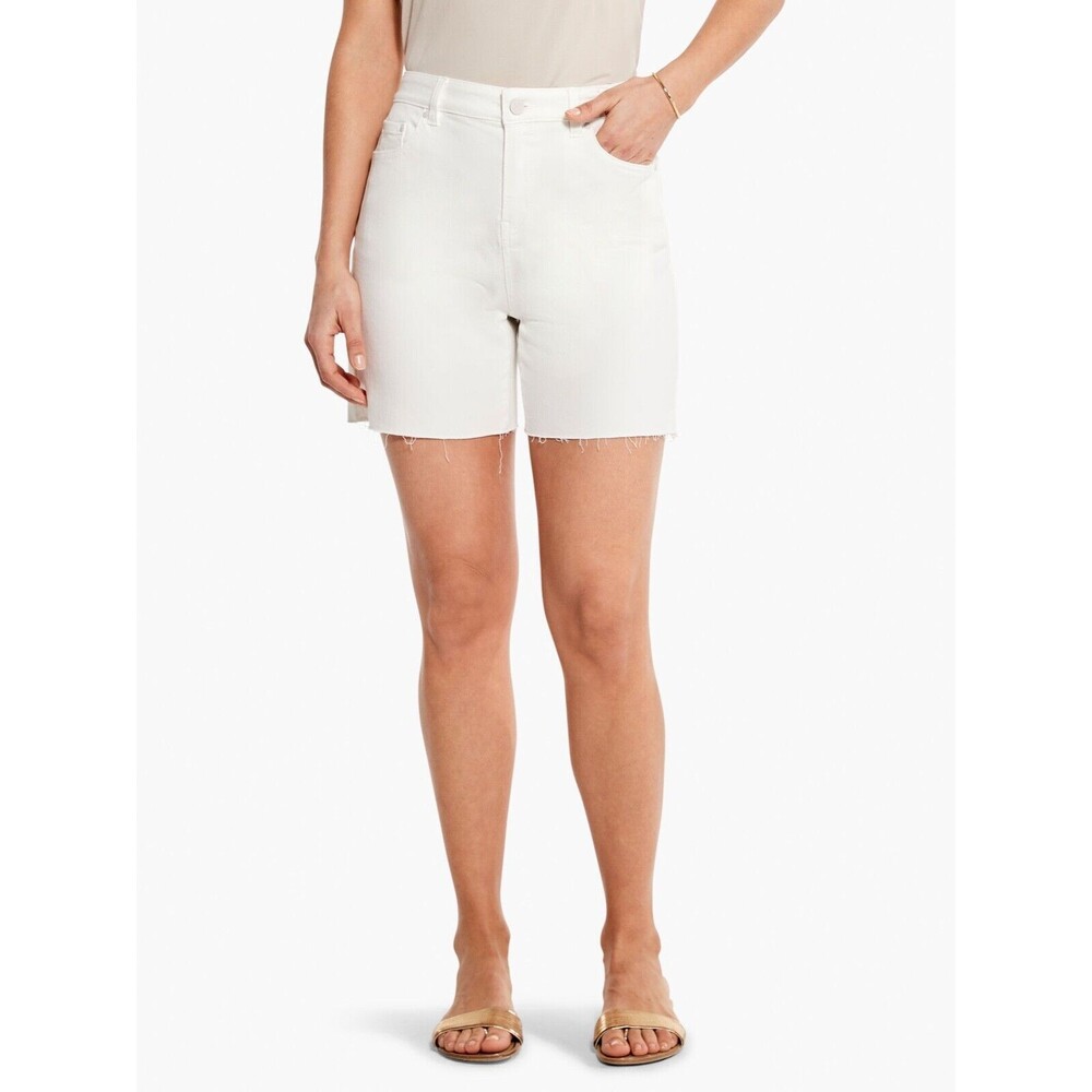 NIC+ZOE Cut-Off White Denim Shorts size 30 NWT Mid Rise 5” Inseam Relaxed Fit